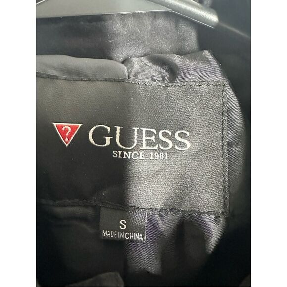 Guess Military Coat Jacket Men’s Button Up Field Black Size S Lined - Picture 3 of 15